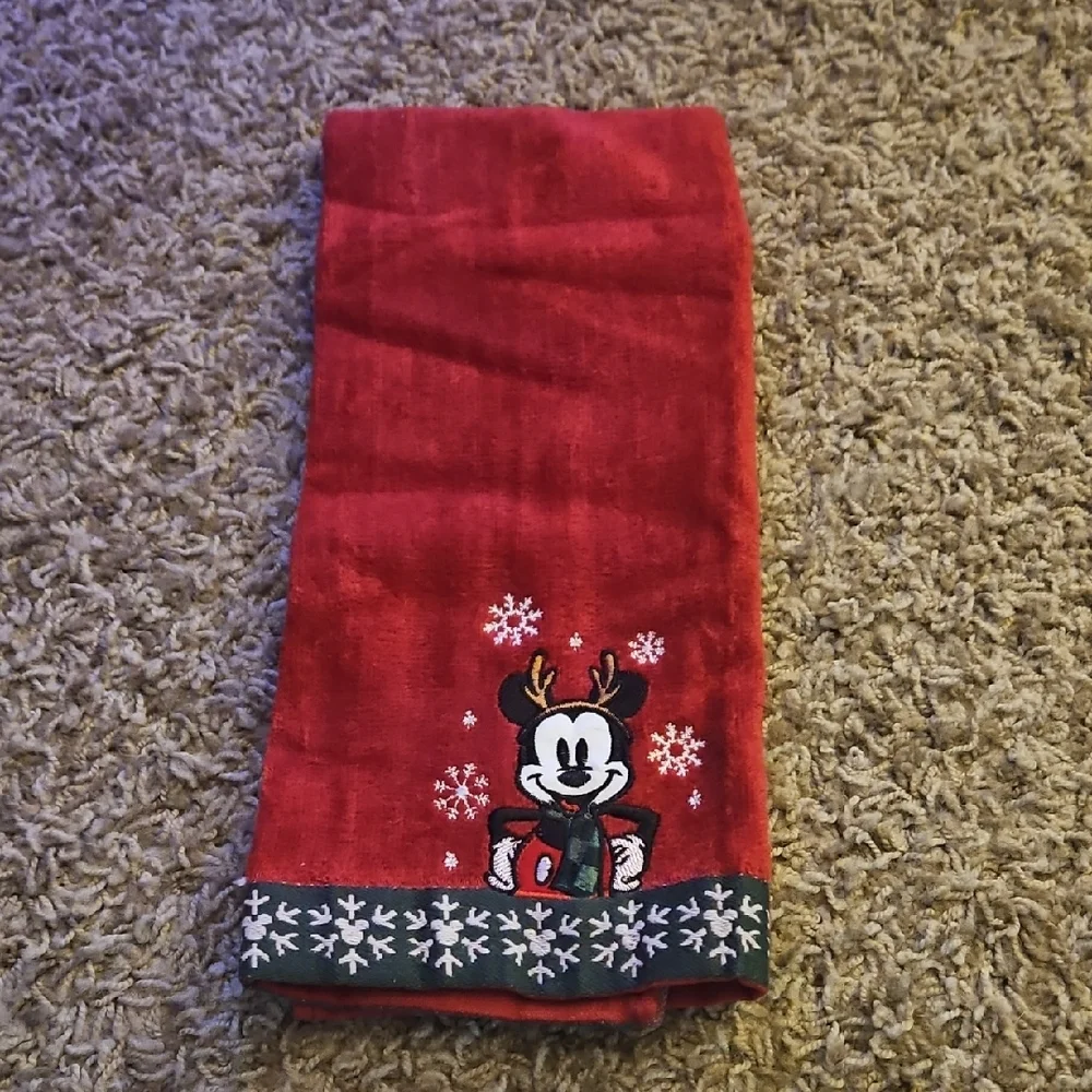 Disney Red Hand Towel with Mickey Mouse Design